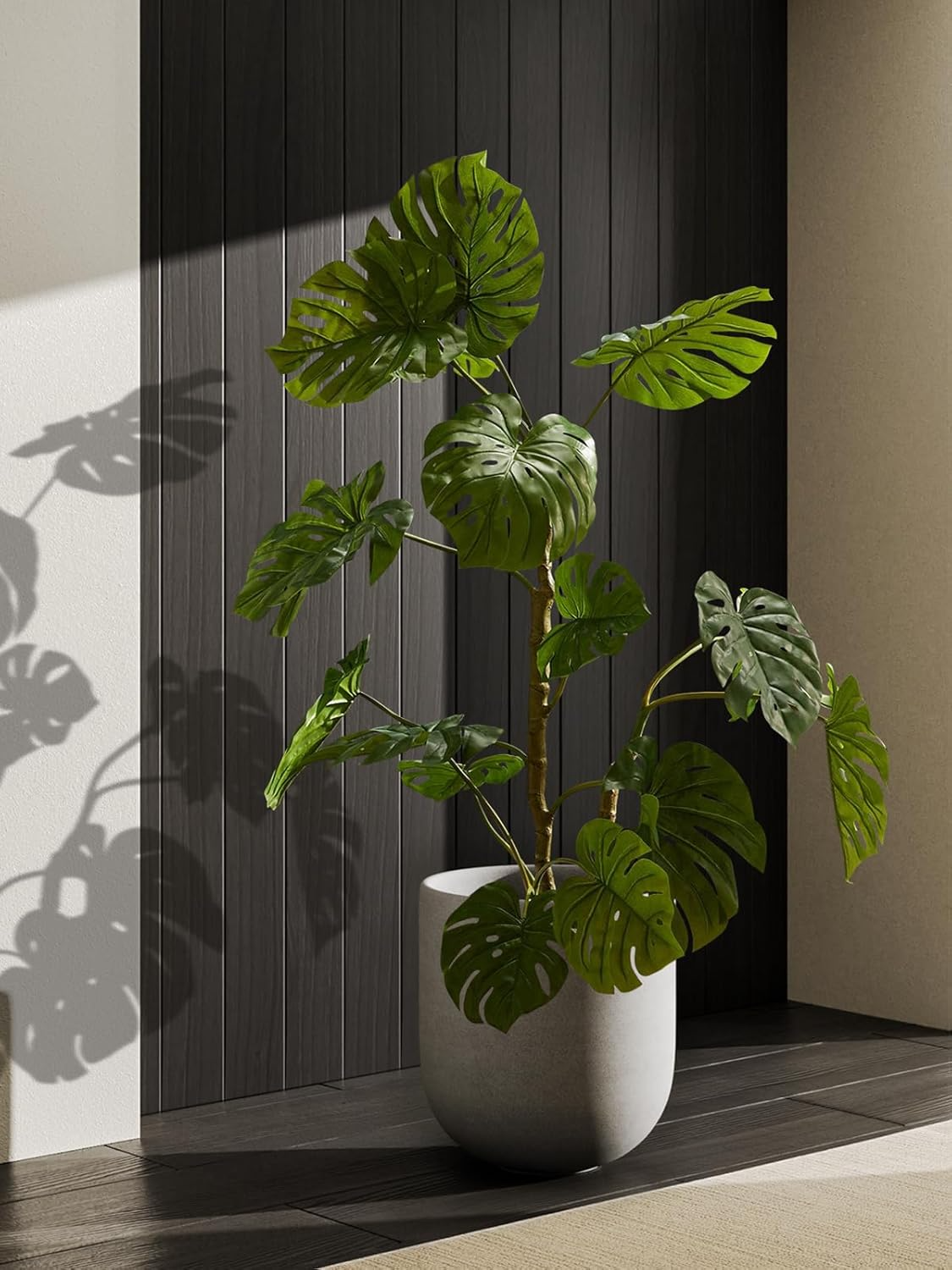 Ceramiczna doniczka cylindryczna 30 cm – z drenażem, do domu i na zewnątrz, neutralna szarość