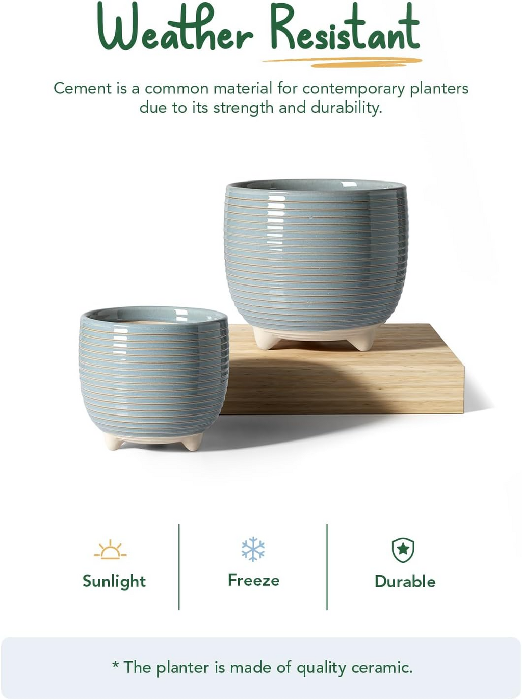 Ceramiczne doniczki na nóżkach – zestaw 2 szt., 12,5+16 cm, z drenażem, mglisty szary