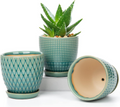Ceramiczne doniczki okrągłe – zestaw 3 szt., średnica 11,2 cm, z drenażem i spodkiem
