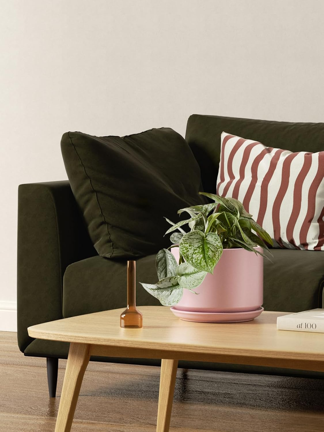 Ceramiczne doniczki – zestaw 3 szt., 10,5+13+17 cm, z drenażem i podstawką, różowe