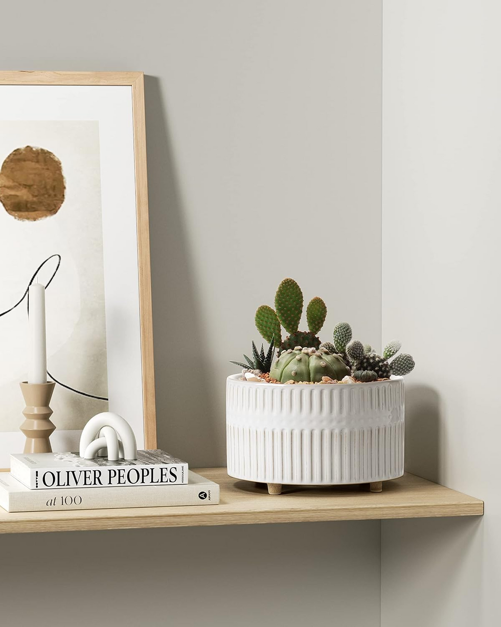 Ceramiczne doniczki 16,5+20 cm – zestaw 2 szt., z drenażem, zaokrąglony design, reaktywna biel